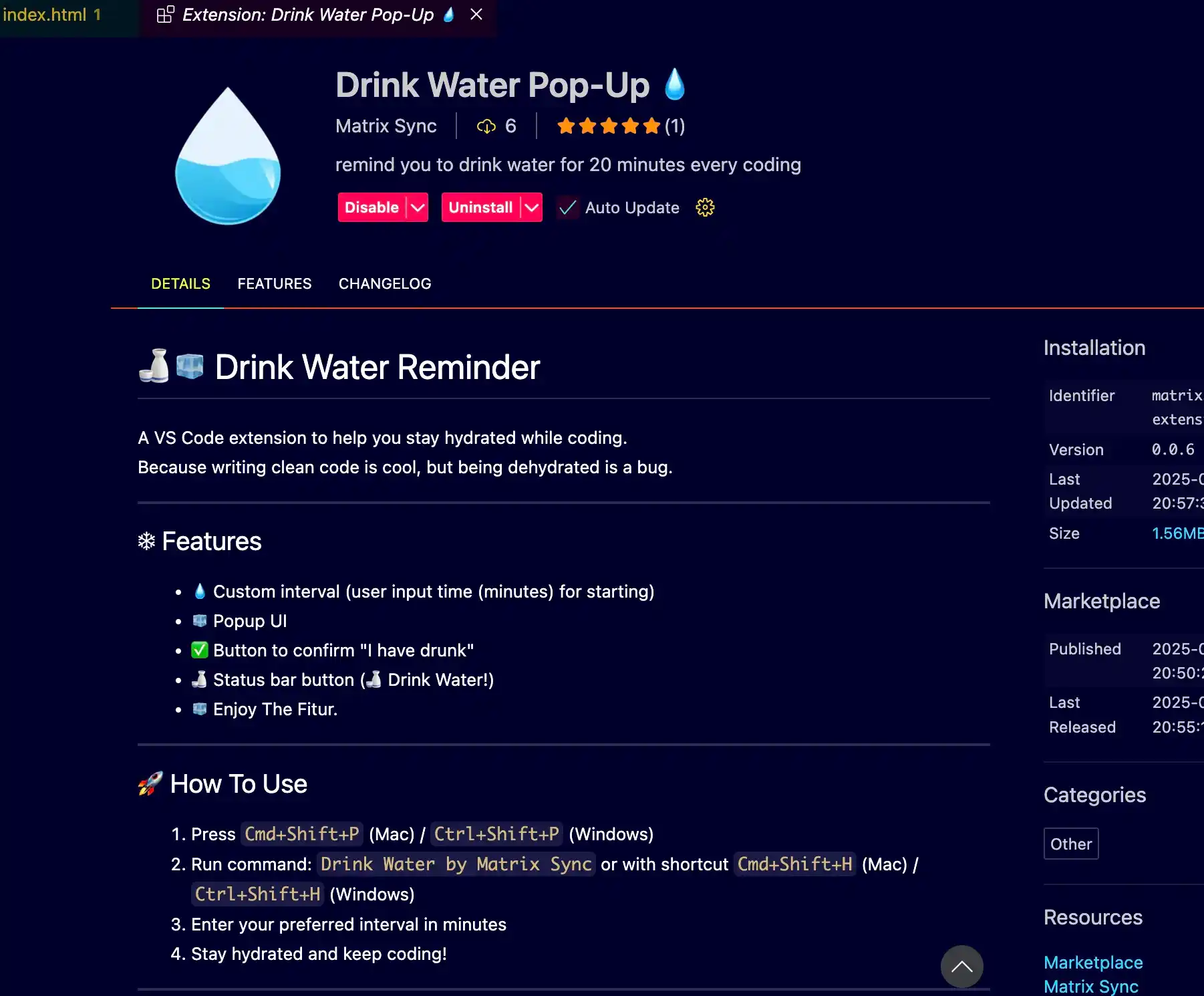 Thumbnail of Pop Up Reminder for Drink Water